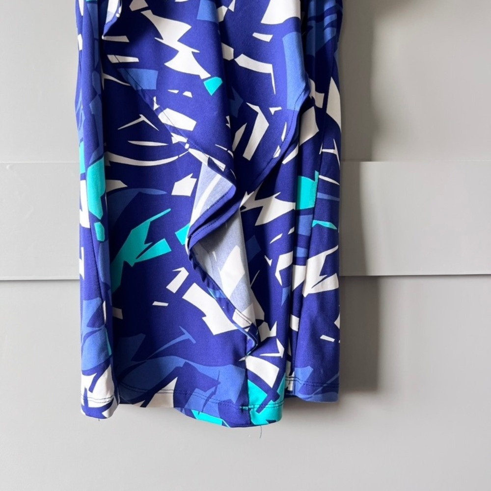 Tori Richard Hawaiian Womens XXS Blue Geometric Ruffle Tropical Tank Top Aloha - Picture 4 of 9